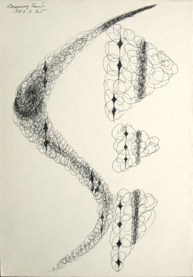 G00017(18)<br/> <b>Cím:</b> Cím nélkül <br/> <b>Méret cm:</b> 30,6X21,5 <br/> <b>Készült:</b> 1987. <br/> <b>Technika:</b> tus<br/>