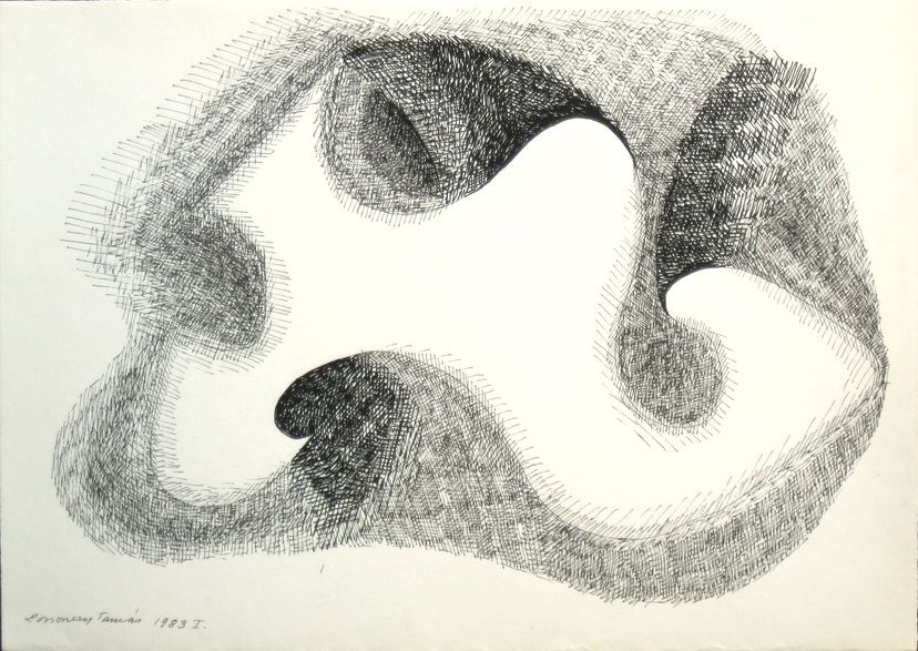 G00103(20)<br/> <b>Cím:</b> Cím nélkül <br/> <b>Méret cm:</b> 21,4X30,5 <br/> <b>Készült:</b> 1983. <br/> <b>Technika:</b> tus<br/>