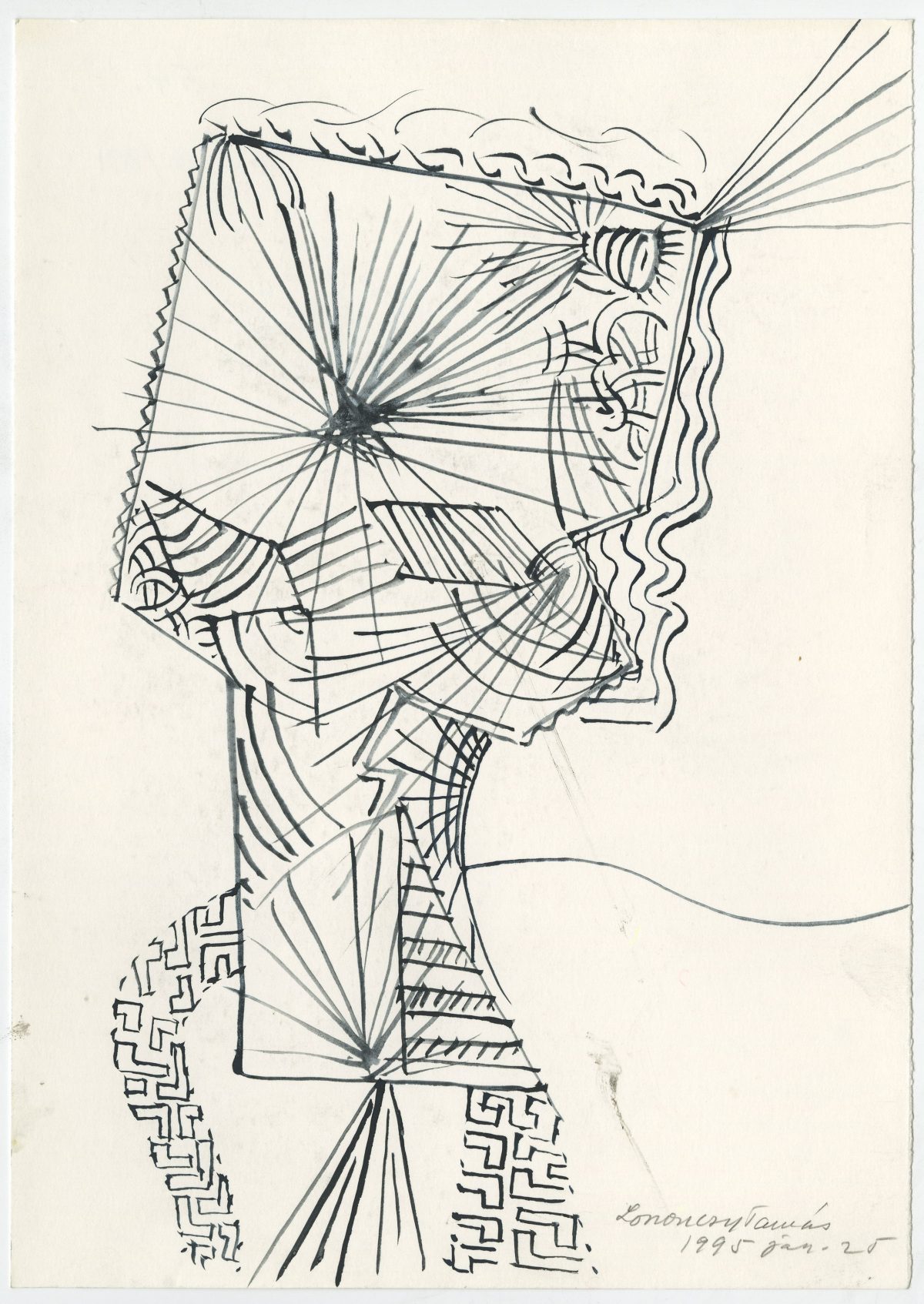 G00801(43)<br/> <b>Cím:</b> Cím nélkül <br/> <b>Méret cm:</b> 29,8X21,0 <br/> <b>Készült:</b> 1995. <br/> <b>Technika:</b> gouache<br/>