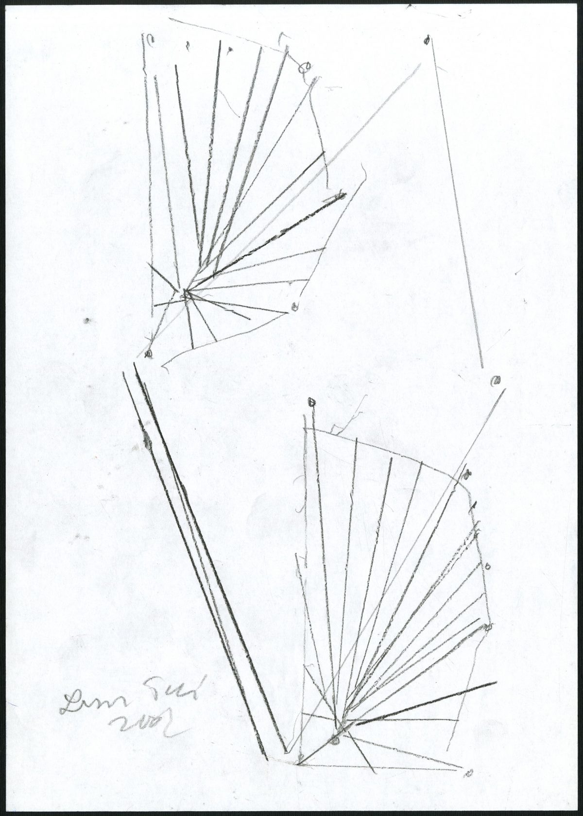 G24343(97)<br/> <b>Cím:</b> Egy csengetés visszhangja <br/> <b>Méret cm:</b> 29,8X21 <br/> <b>Készült:</b> 2007. <br/> <b>Technika:</b> ceruza<br/>