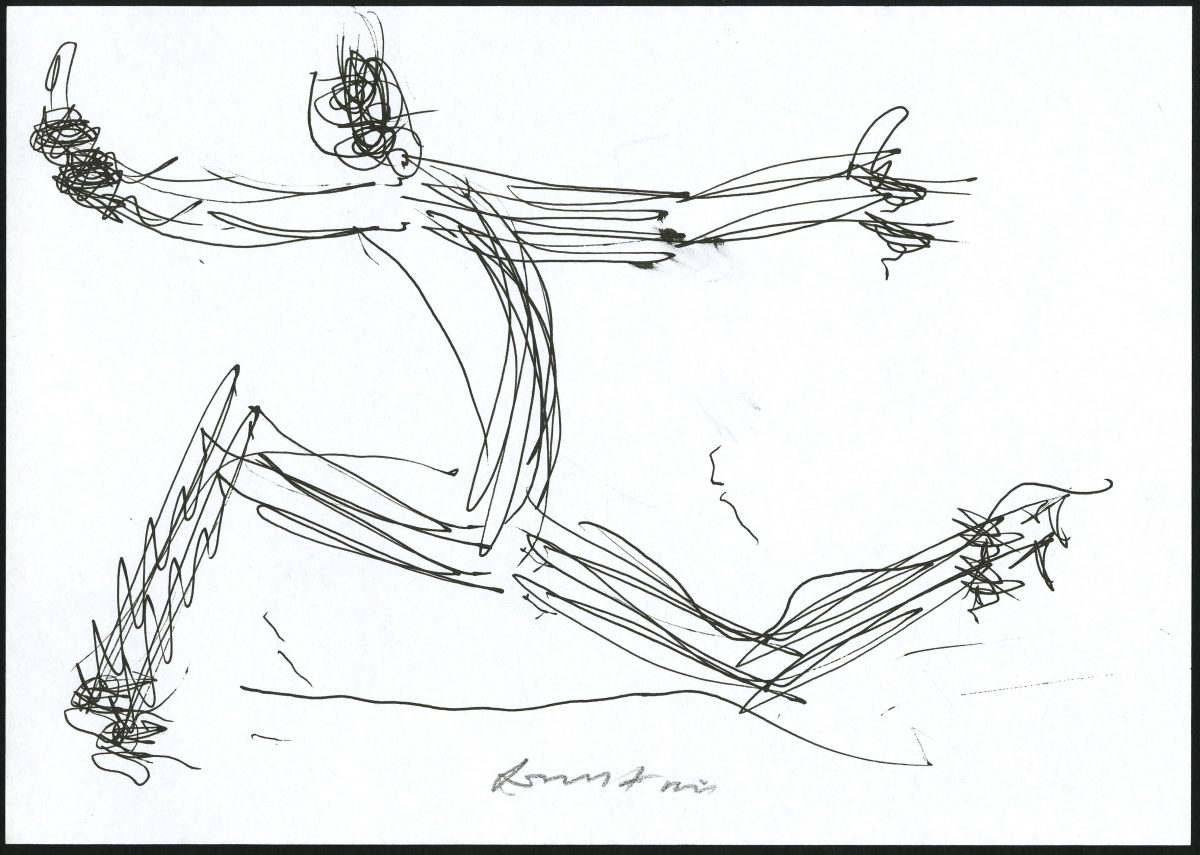 G25489(99)<br/> <b>Cím:</b> Hömpölygés de más fontos <br/> <b>Méret cm:</b> 21x29,8 <br/> <b>Készült:</b> 2007. <br/> <b>Technika:</b> tus<br/>