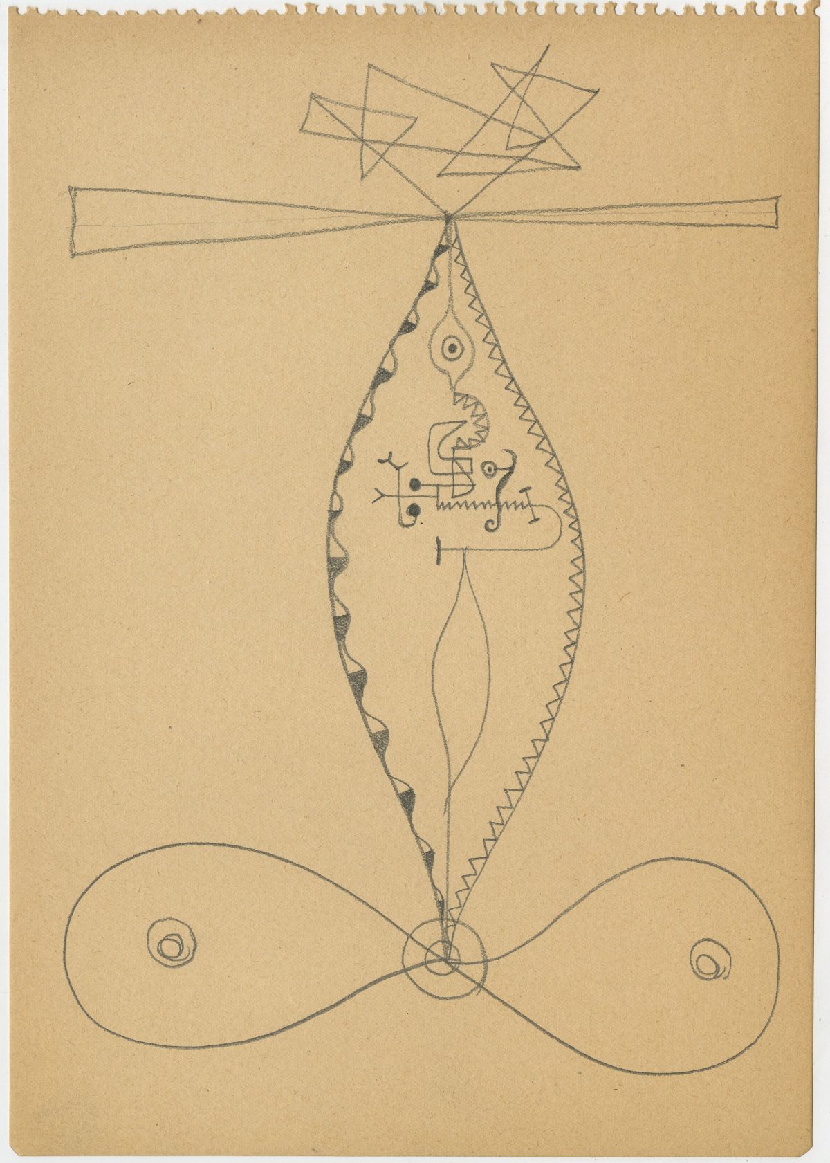 G37669(138)<br/> <b>Cím:</b> Cím nélkül <br/> <b>Méret cm:</b> 28,7x20 <br/> <b>Készült:</b> 1946. <br/> <b>Technika:</b> ceruza<br/>