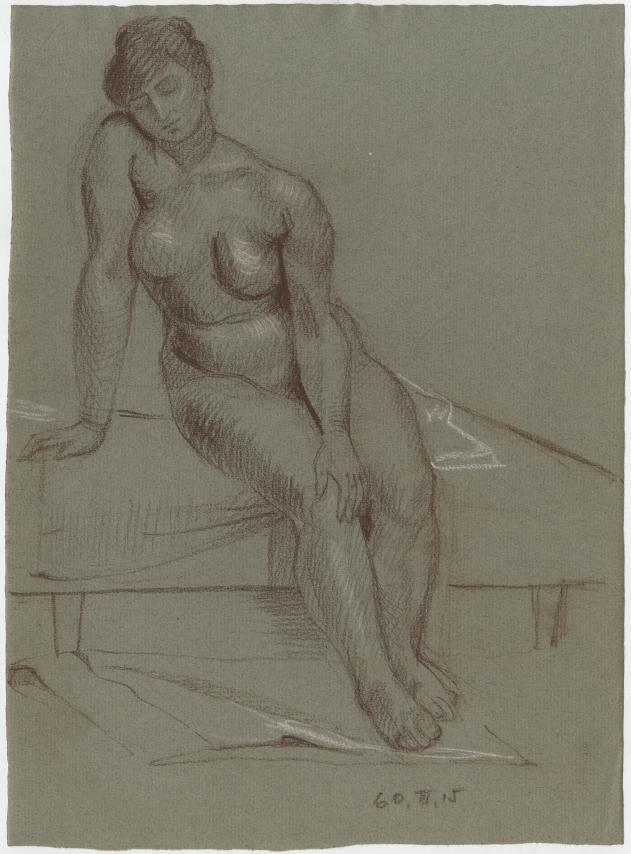 G38763(140)<br/> <b>Cím:</b> Cím nélkül <br/> <b>Méret cm:</b> 28,5x21 <br/> <b>Készült:</b> 1960. <br/> <b>Technika:</b> pittkréta<br/>